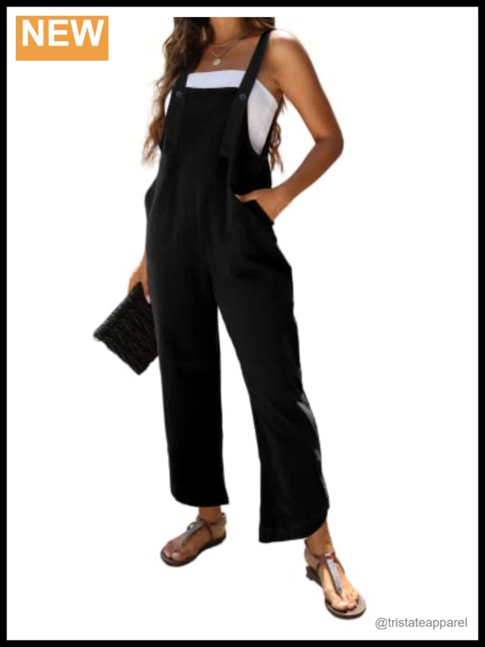 Omoone Women's Cotton Linen Baggy Overalls Sleeveless Wide Leg Jumpsuit